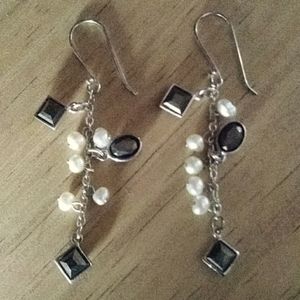 Fresh Water Pearl, Marcacite DropEarrings